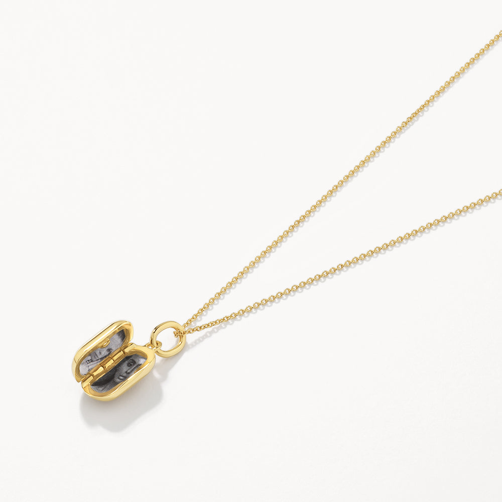 Personalized Gold Rectangle Locket Necklace 3