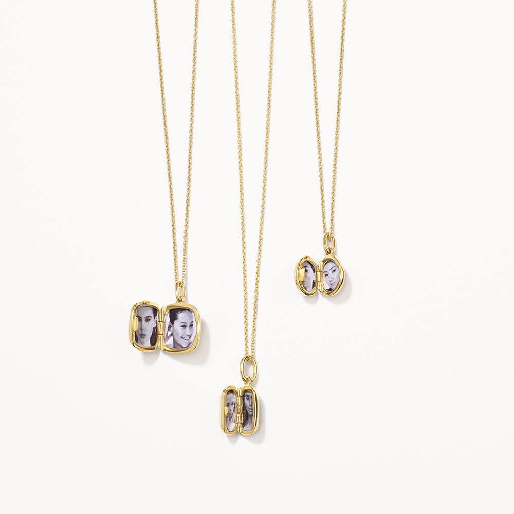 Personalized Gold Rectangle Locket Necklace 5