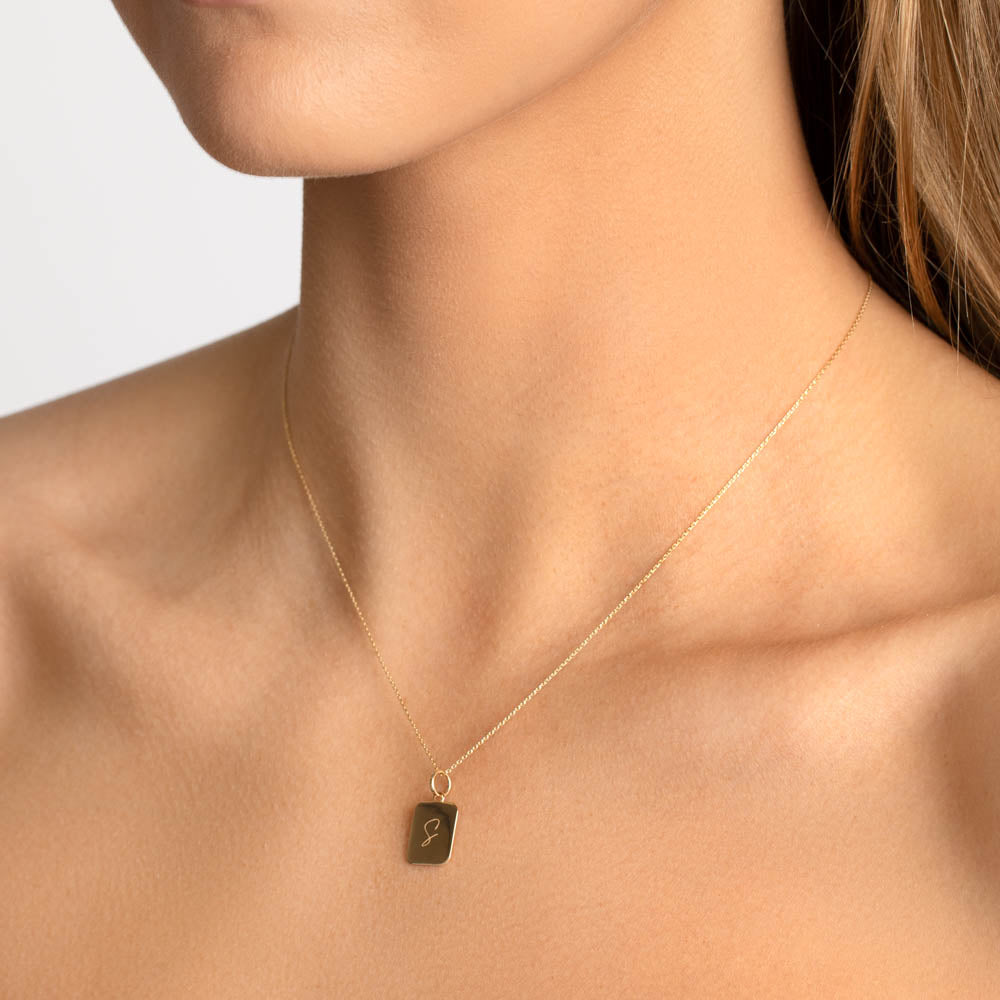 Personalized Gold Rectangle Pendant Necklace 11