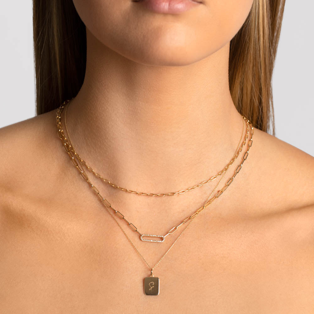 Personalized Gold Rectangle Pendant Necklace