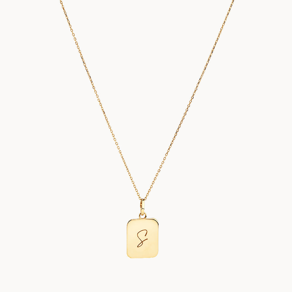 Personalized Gold Rectangle Pendant Necklace 1