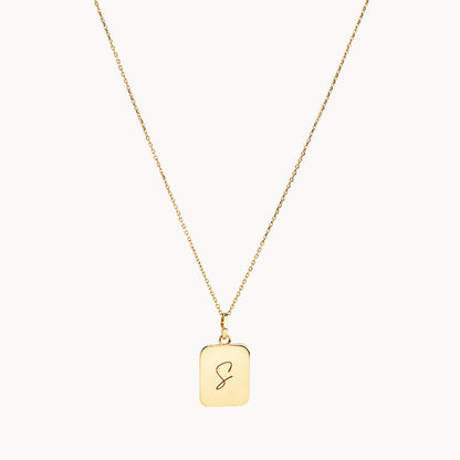 Personalized Gold Rectangle Pendant Necklace 1