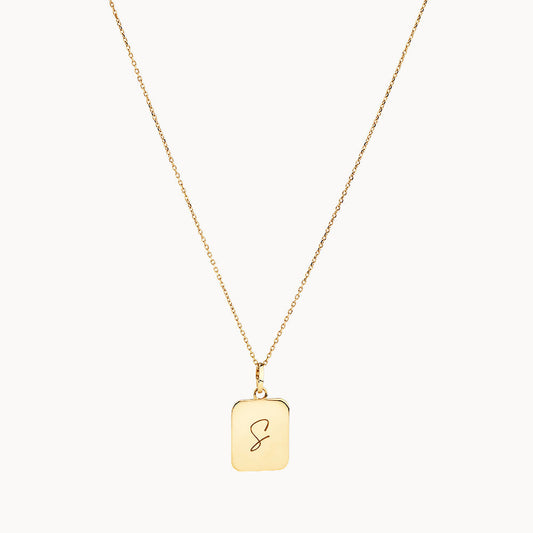 Personalized Gold Rectangle Pendant Necklace