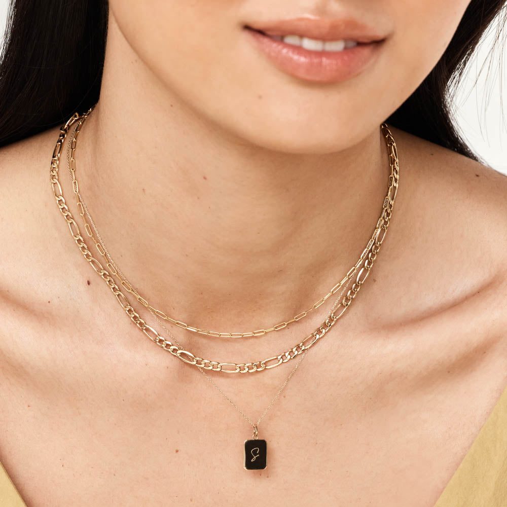 Personalized Gold Rectangle Pendant Necklace 7