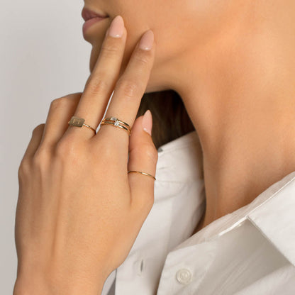 Personalized Gold Rectangle Signet Ring 11