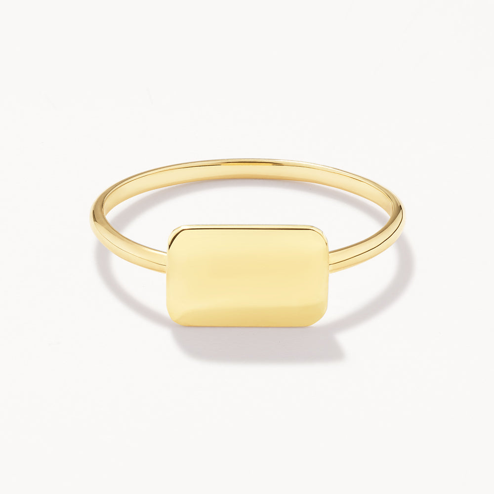 Personalized Gold Rectangle Signet Ring 12