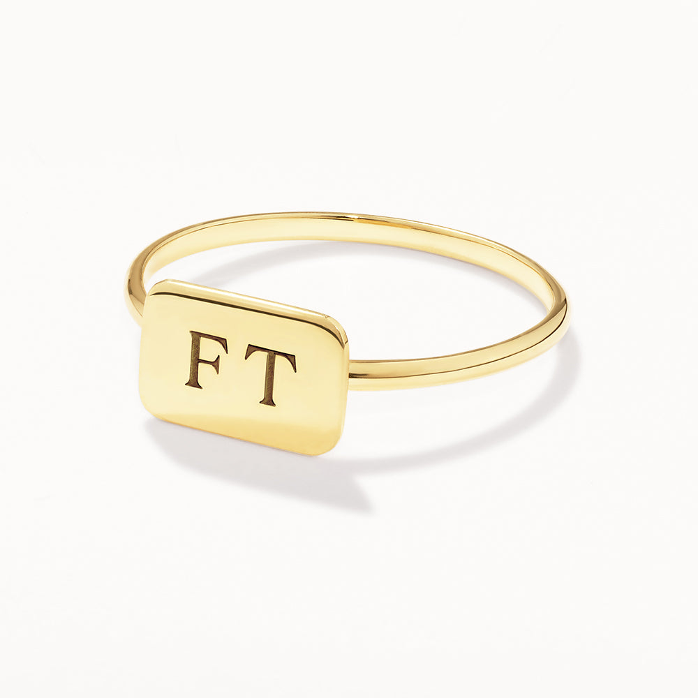 Personalized Gold Rectangle Signet Ring 15