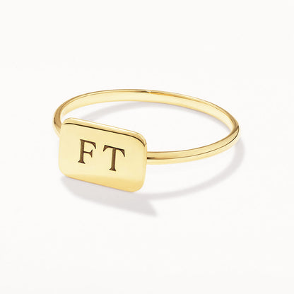 Personalized Gold Rectangle Signet Ring 15