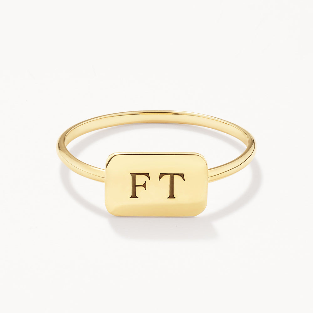 Personalized Gold Rectangle Signet Ring 1