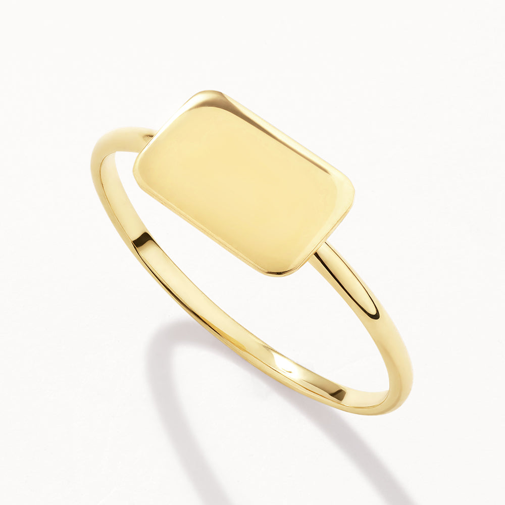 Personalized Gold Rectangle Signet Ring 13