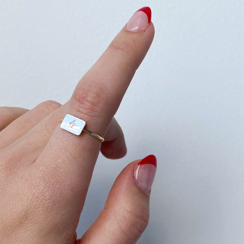 Personalized Gold Rectangle Signet Ring 3