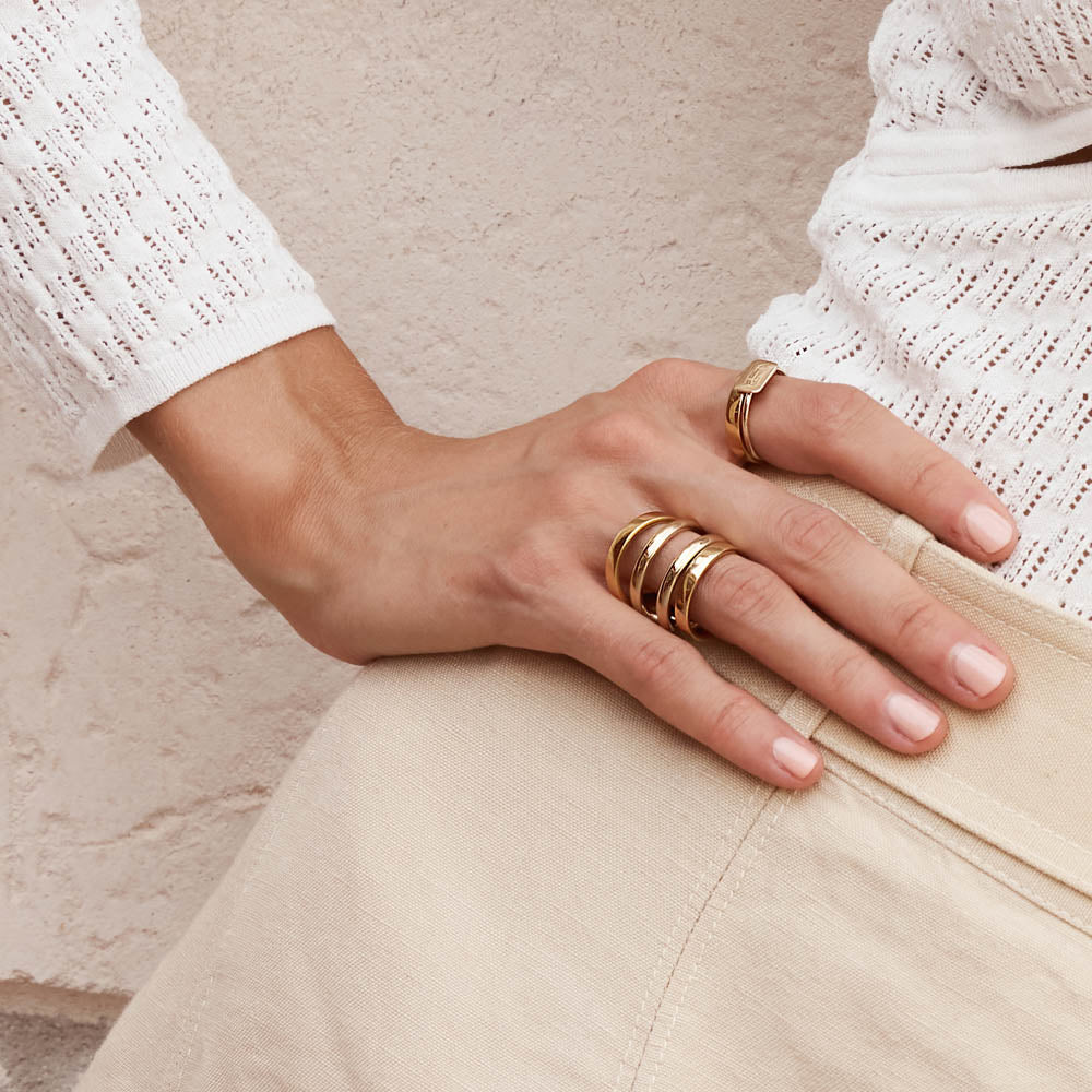 Personalized Gold Rectangle Signet Ring 14