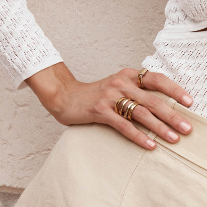 Personalized Gold Rectangle Signet Ring 14