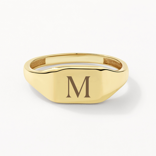 Personalized Gold Rectangle Signet Ring