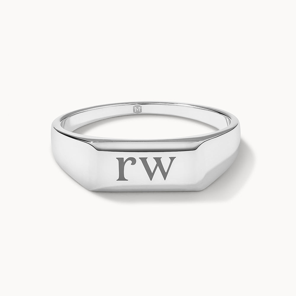 Personalized Engraved Signet Wedding Band