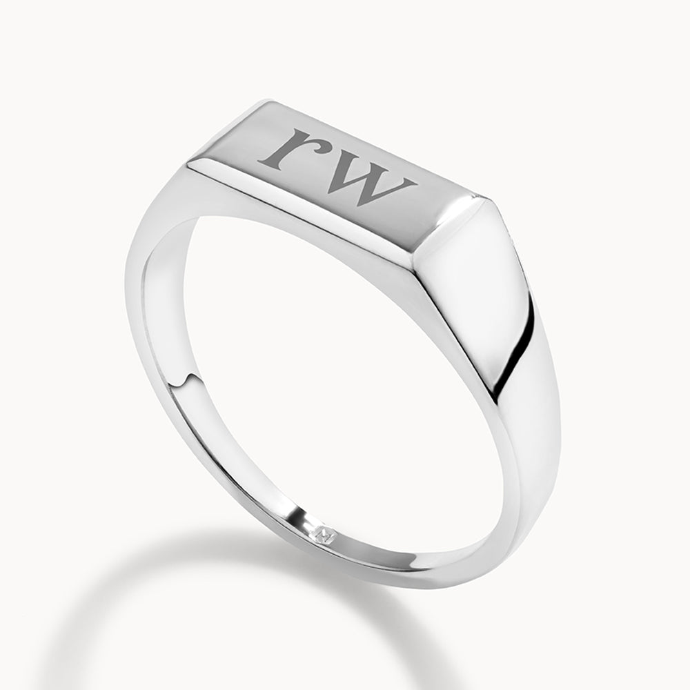 Personalized Engraved Signet Wedding Band 8