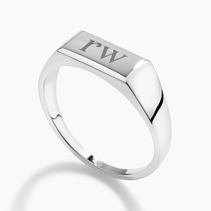 Personalized Engraved Signet Wedding Band 8