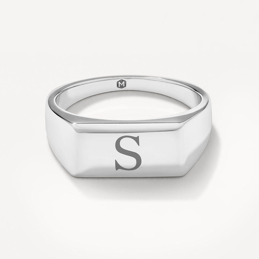 Personalized Engraved Signet Wedding Band