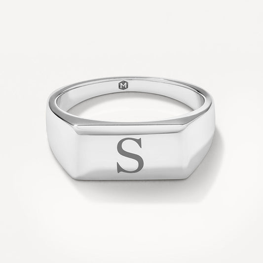 Personalized Engraved Signet Wedding Band