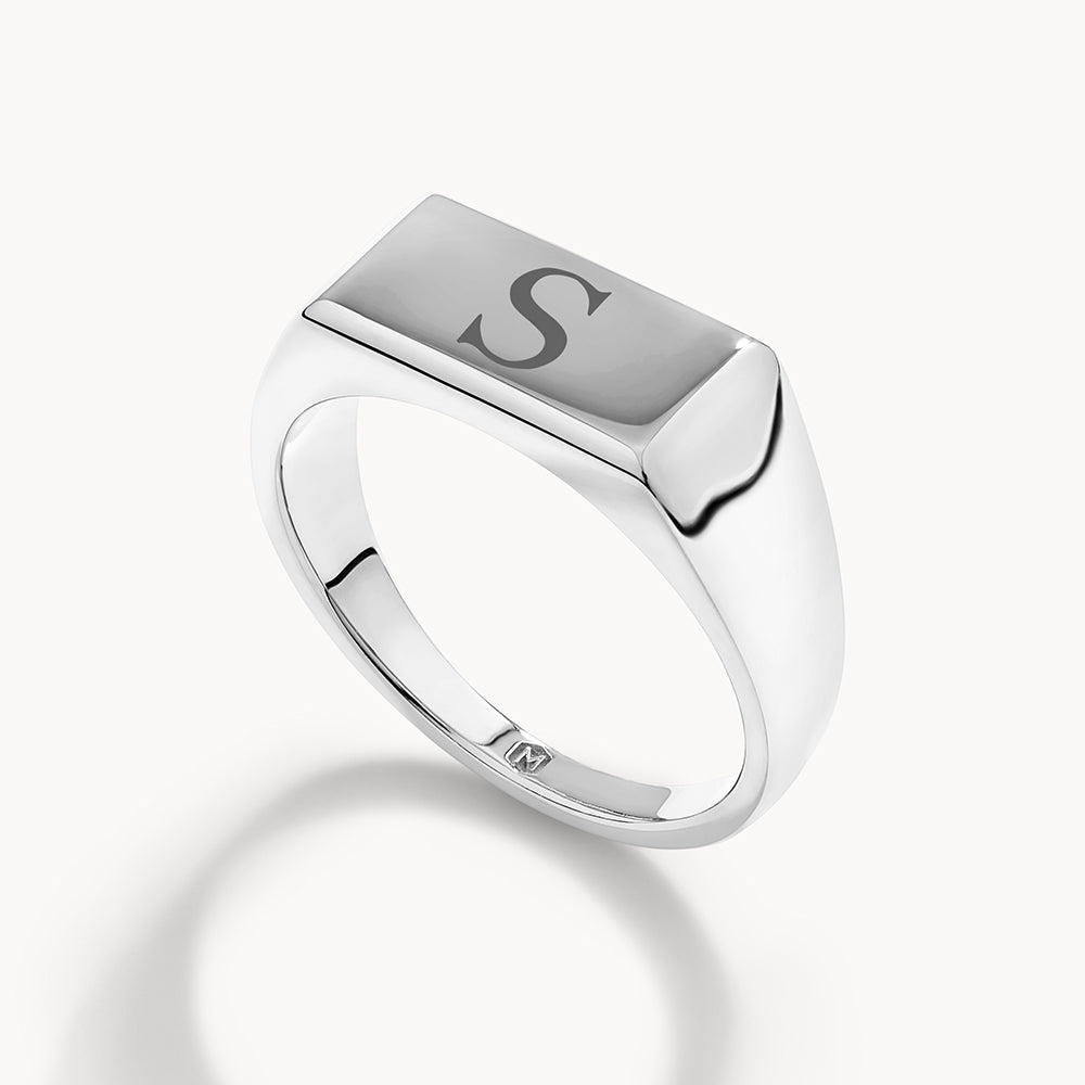Personalized Engraved Signet Wedding Band 4