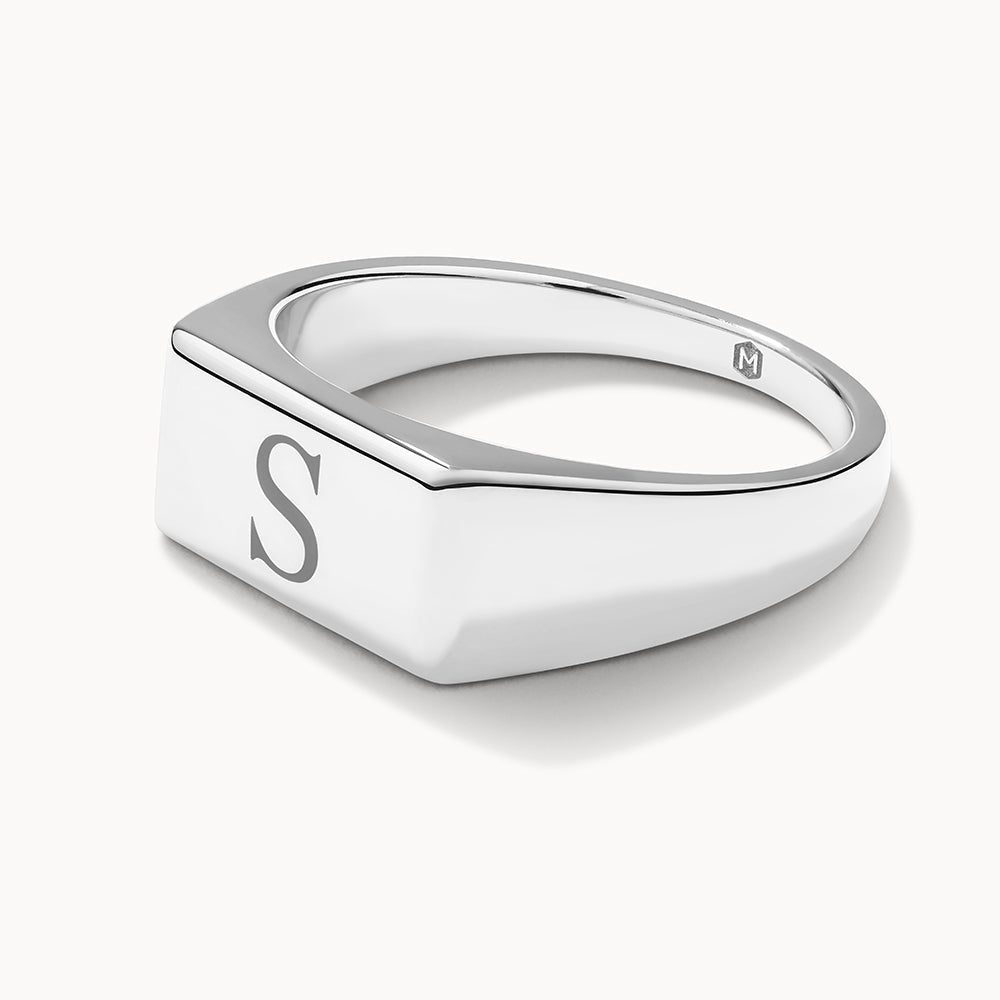 Personalized Engraved Signet Wedding Band