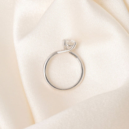 Solitaire & Criss Cross-1.5 CT Round Lab Grown Diamond Engagement Ring