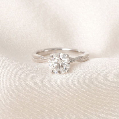 Solitaire & Criss Cross-1.5 CT Round Lab Grown Diamond Engagement Ring