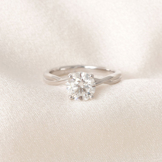 Solitaire & Criss Cross-1.5 CT Round Lab Grown Diamond Engagement Ring