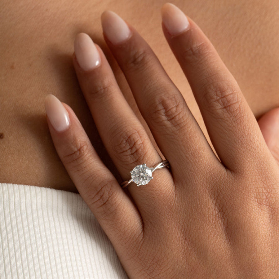 Solitaire & Criss Cross-1.5 CT Round Lab Grown Diamond Engagement Ring