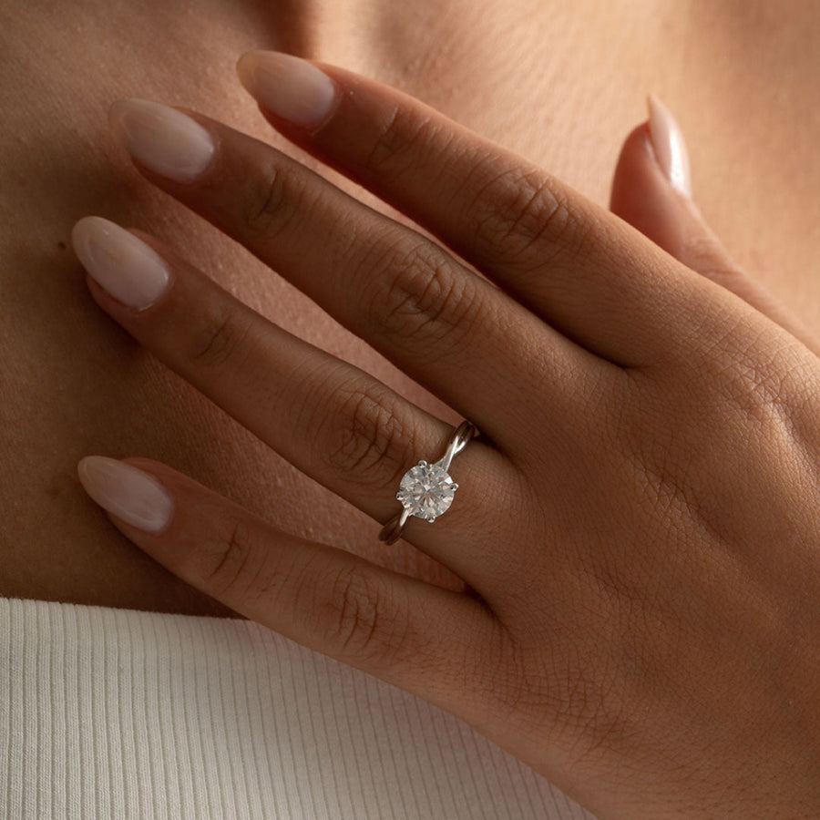 Solitaire & Criss Cross-1.5 CT Round Lab Grown Diamond Engagement Ring