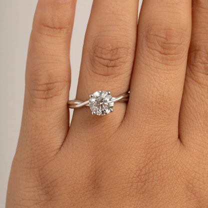 Solitaire & Criss Cross-1.5 CT Round Lab Grown Diamond Engagement Ring