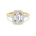 Load image into Gallery viewer, 1.01 CT Emerald-Cut Lab Grown Diamond Halo & Pave Engagement Ring
