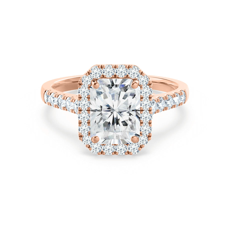 2.50 CT Radiant Lab-Grown Diamond Halo & Pave Engagement Ring