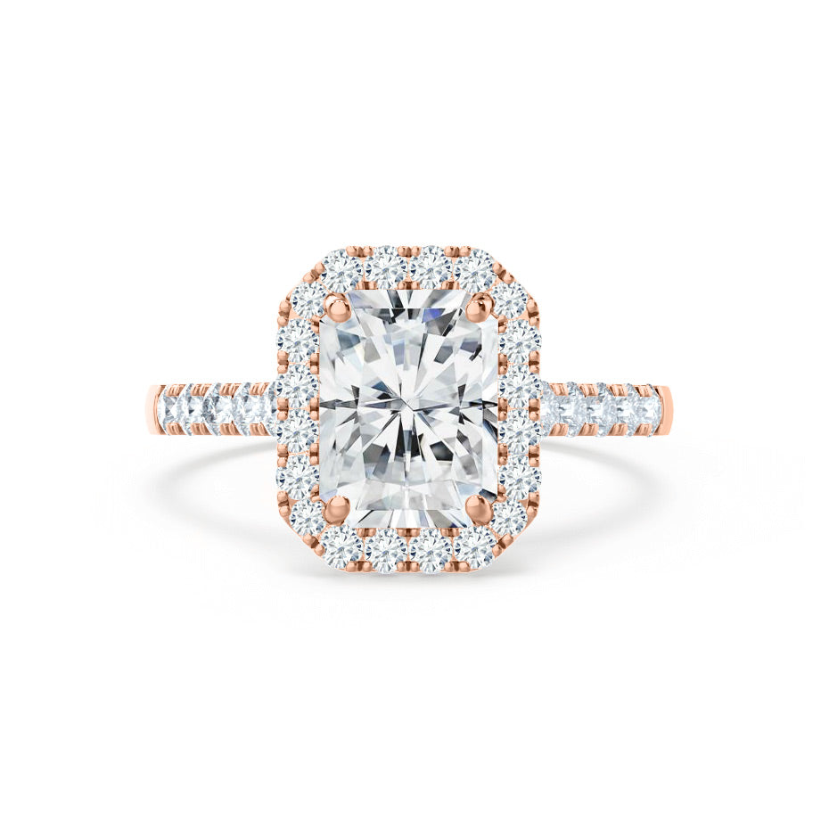 2.50 CT Radiant Lab-Grown Diamond Halo & Pave Engagement Ring