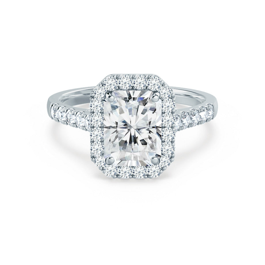 1.20 CT Radiant Cut Lab-Grown Diamond Halo & Pave Engagement Ring