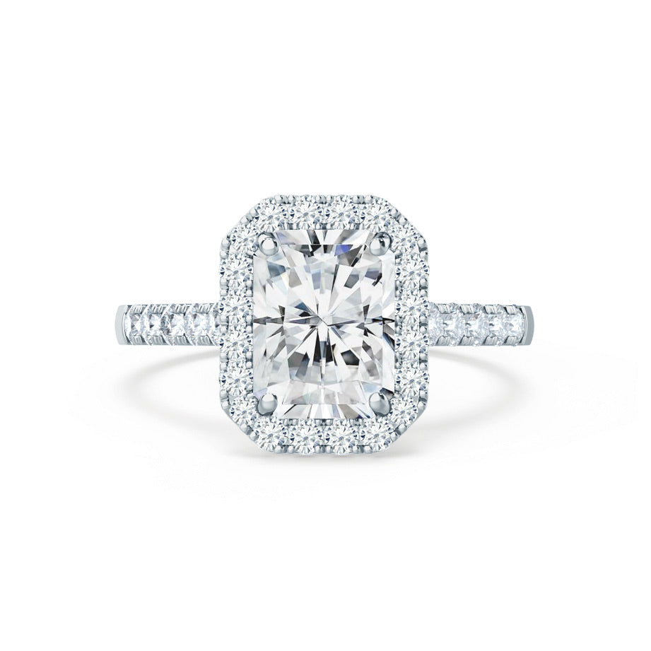 1.20 CT Radiant Cut Lab-Grown Diamond Halo & Pave Engagement Ring