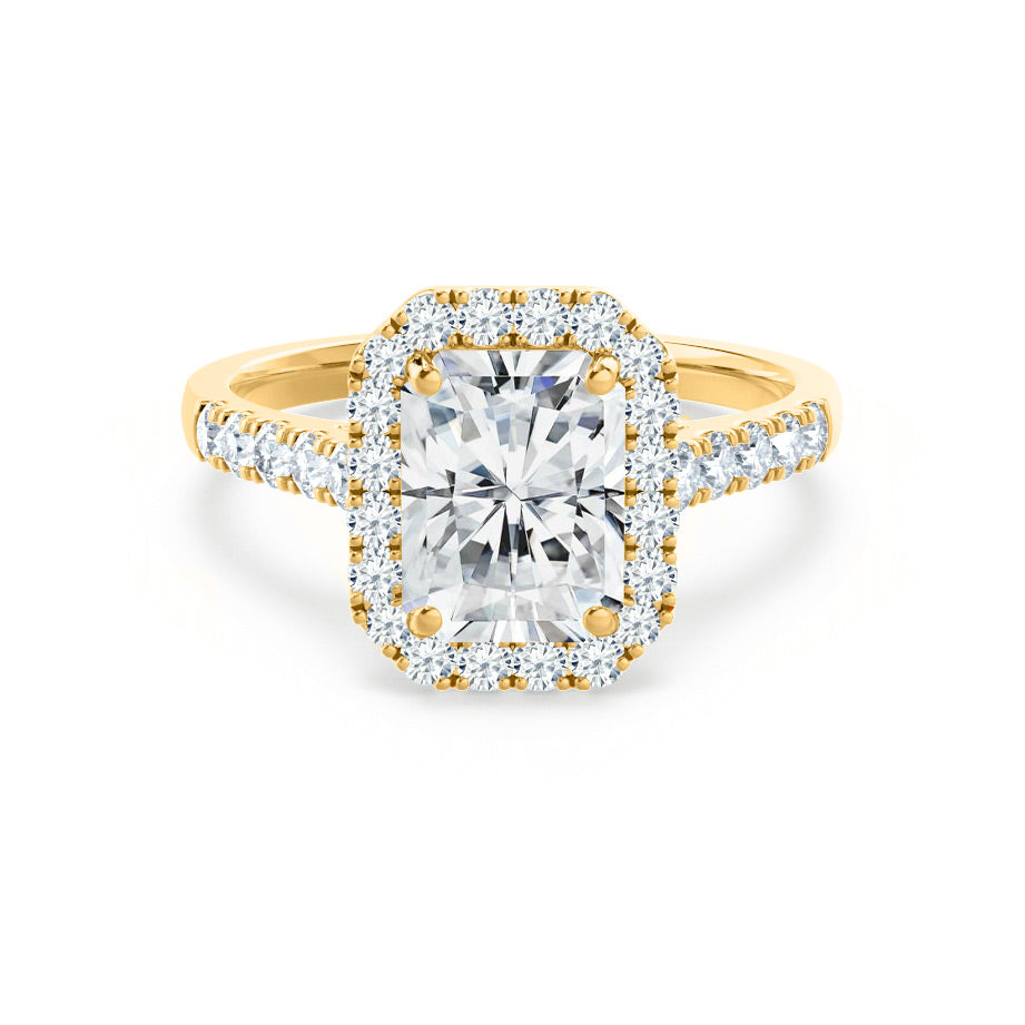 1.50 CT Radiant Lab Grown Diamond Halo & Pave Engagement Ring