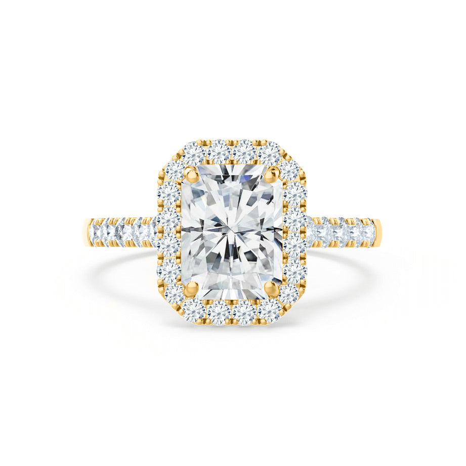 1.50 CT Radiant Lab Grown Diamond Halo & Pave Engagement Ring