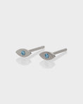 Load image into Gallery viewer, Mystic Blue Topaz Evil Eye Stud Earrings
