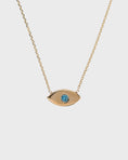 Load image into Gallery viewer, 0.05 TCW Blue Topaz Lab-Created Diamond Evil Eye Pendant Necklace
