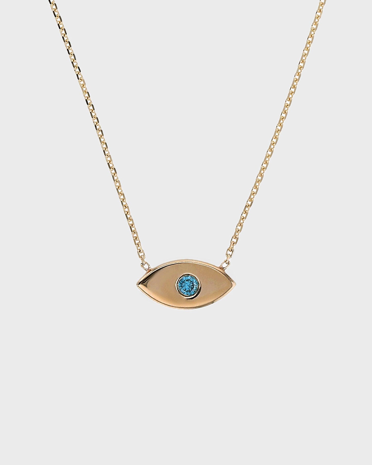 0.05 TCW Blue Topaz Lab-Created Diamond Evil Eye Pendant Necklace 1