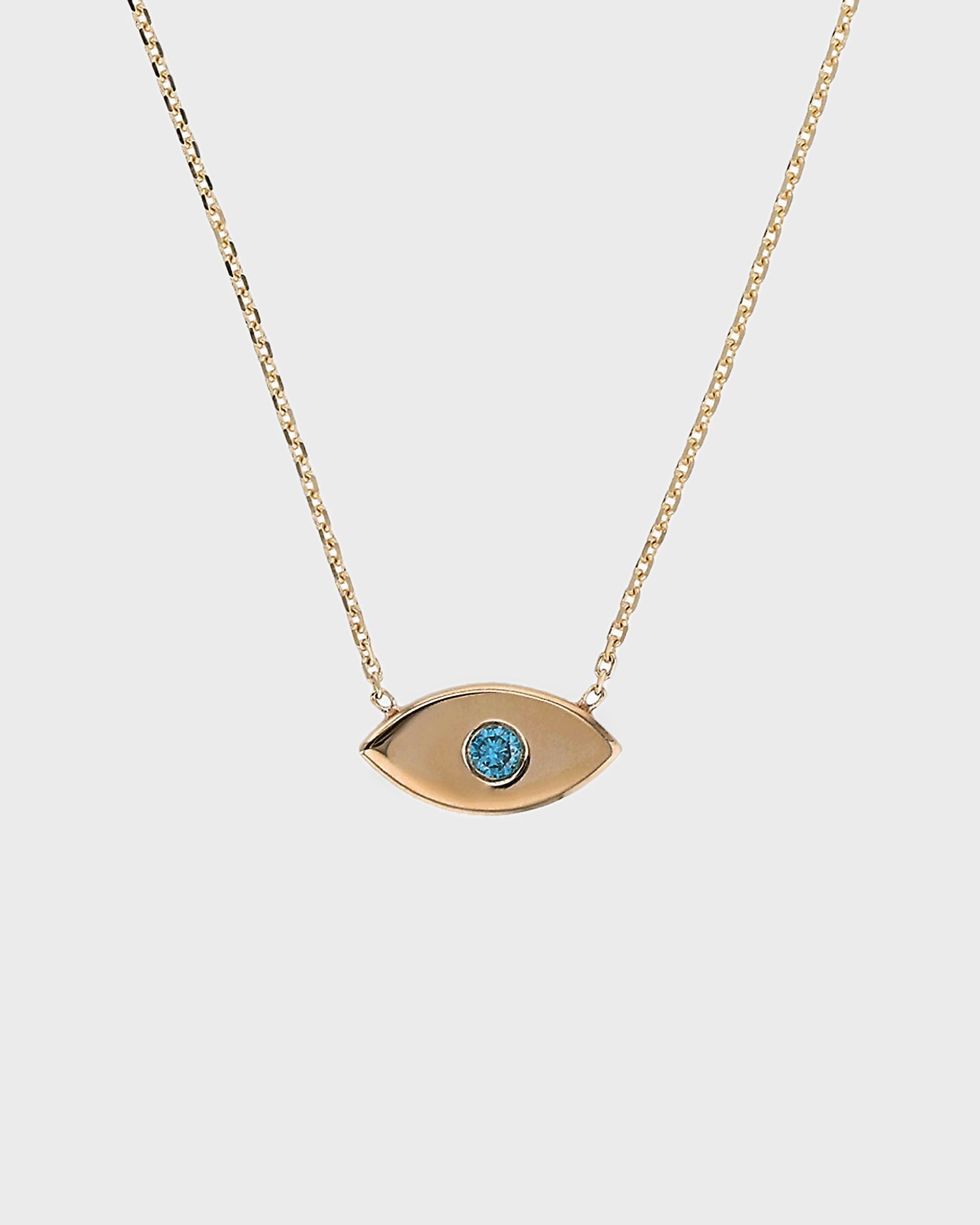 0.05 TCW Blue Topaz Lab-Created Diamond Evil Eye Pendant Necklace 1