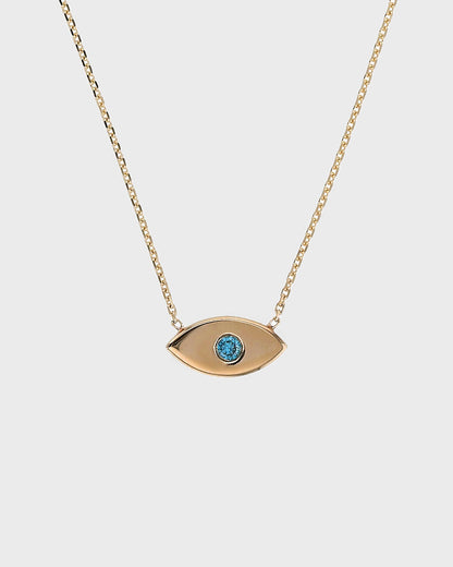 0.05 TCW Blue Topaz Lab-Created Diamond Evil Eye Pendant Necklace 1