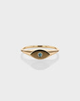 Load image into Gallery viewer, 0.20 CT Round Blue Topaz Lab-Created Diamond Eye Shape Ring
