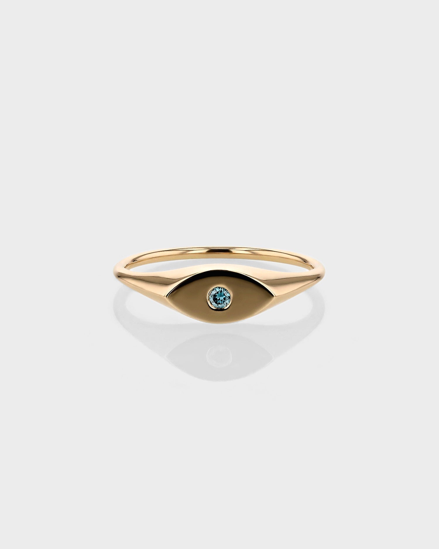 0.20 CT Round Blue Topaz Lab-Created Diamond Eye Shape Ring