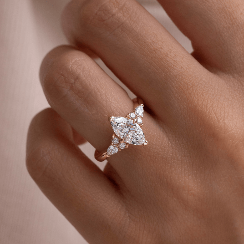 Cluster-Marquise Cut Lab Grown Diamond Engagement Ring