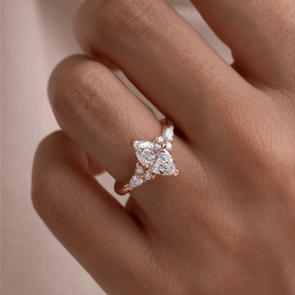Cluster-Marquise Cut Lab Grown Diamond Engagement Ring