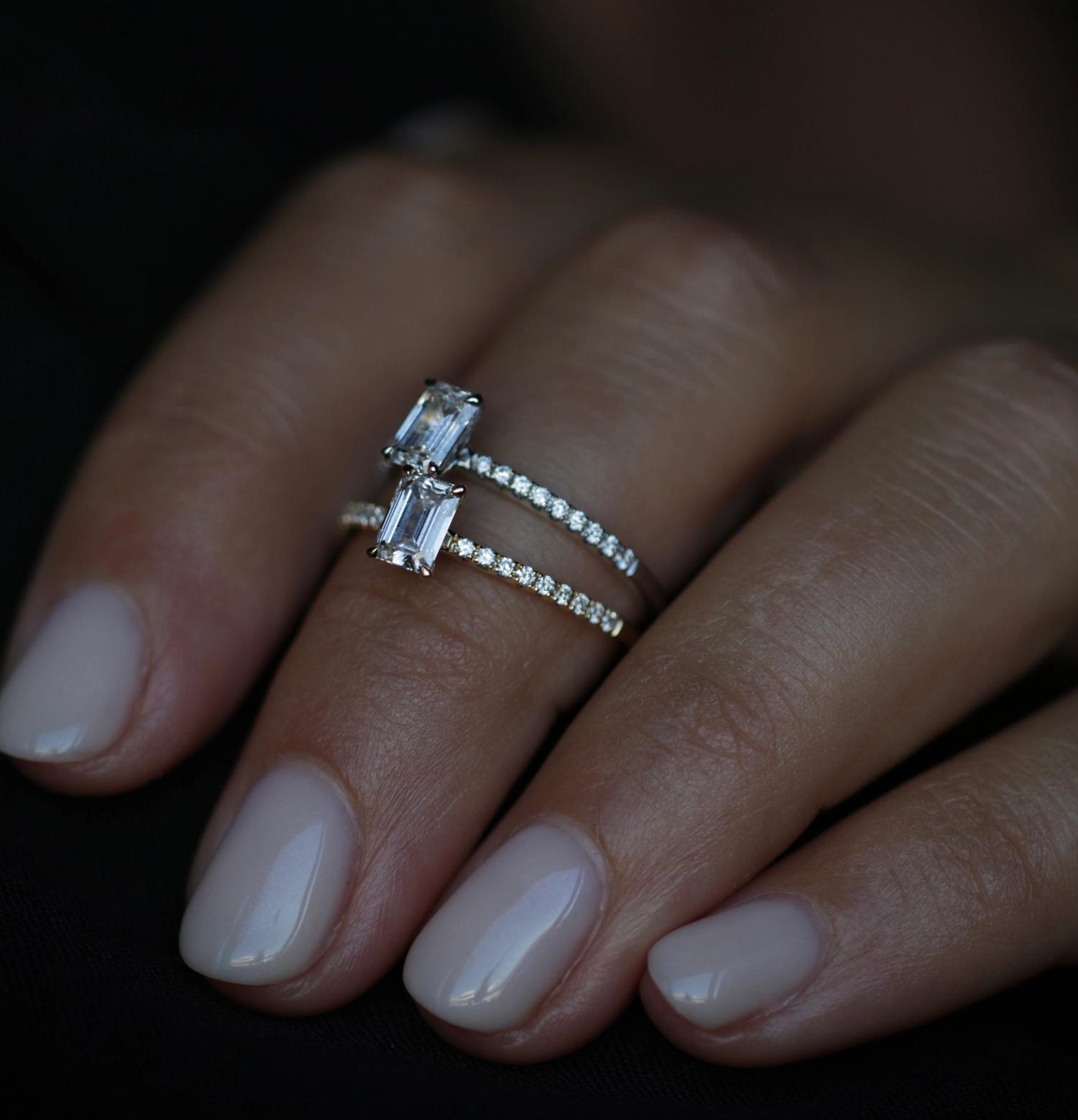 0.50 CT Emerald Lab Grown Diamond Pave Engagement Ring 9