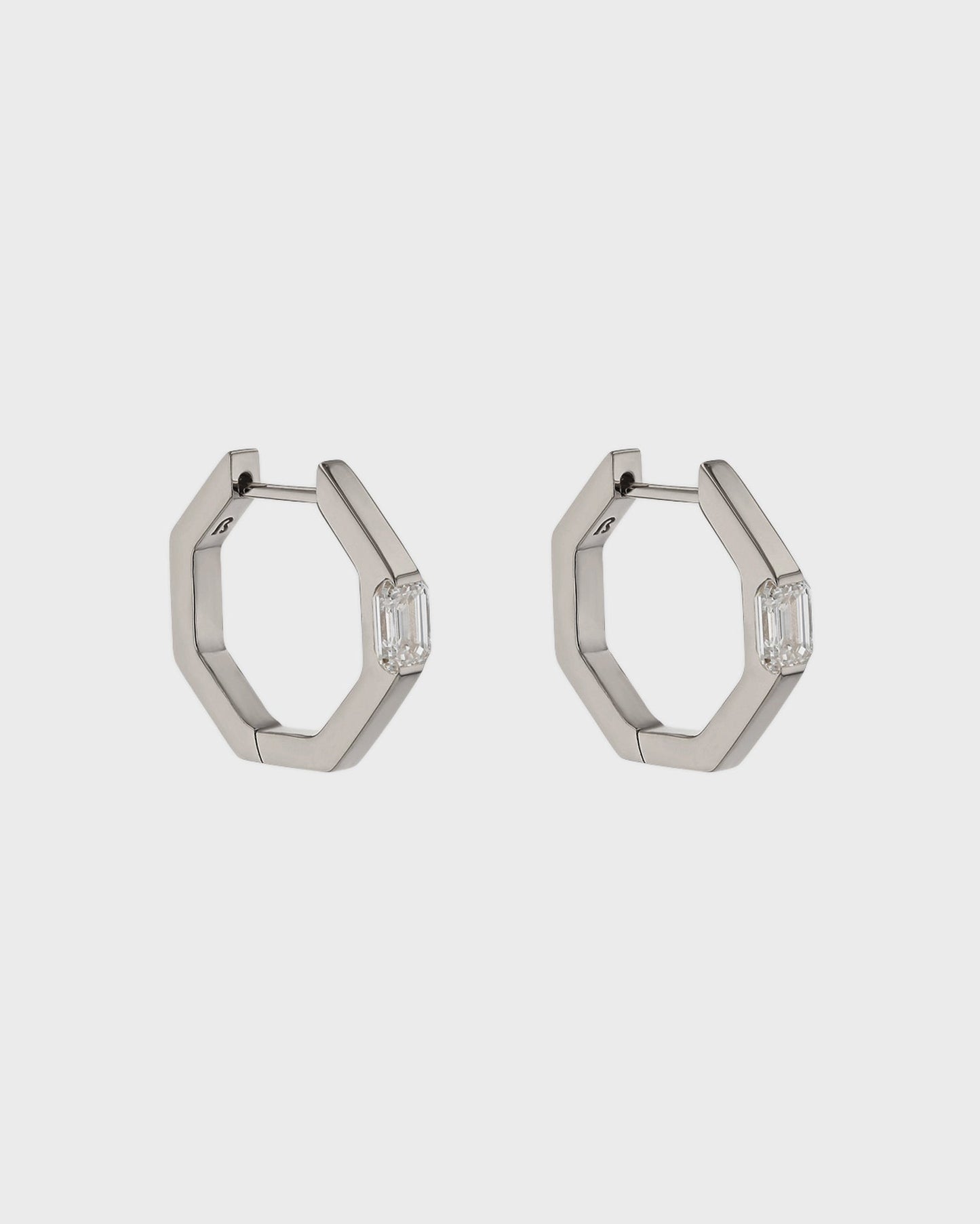 Radiant Hexagonal Diamond Hoop Earrings 1