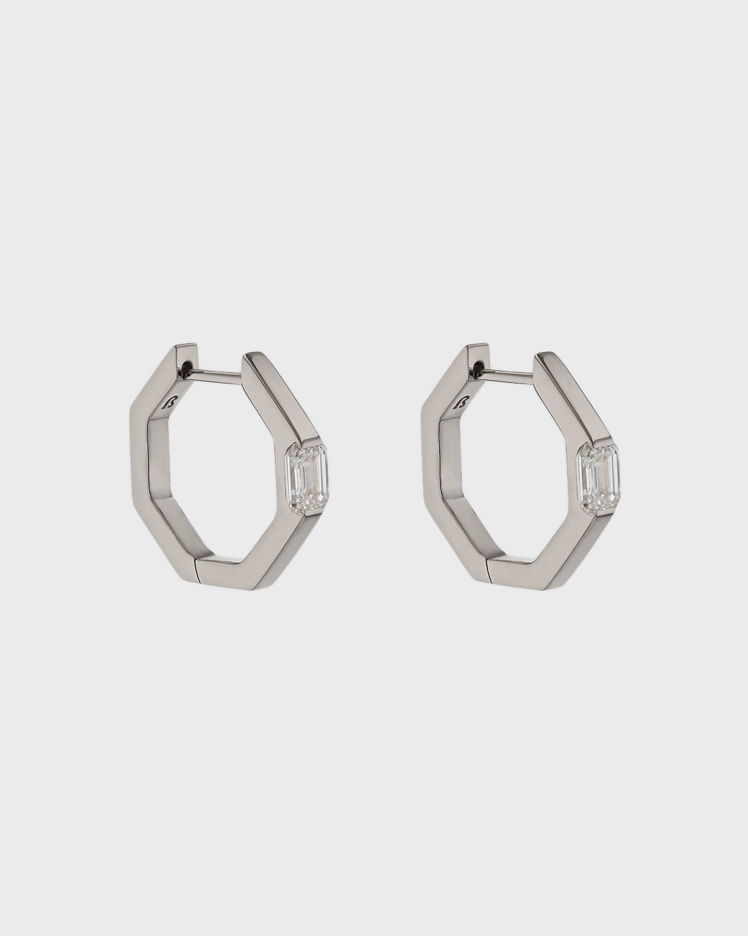 Radiant Hexagonal Diamond Hoop Earrings 1